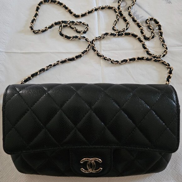 Authentic Brand New Chanel Sunglasses Case with Chain Quilted Caviar - Picture 1 of 6